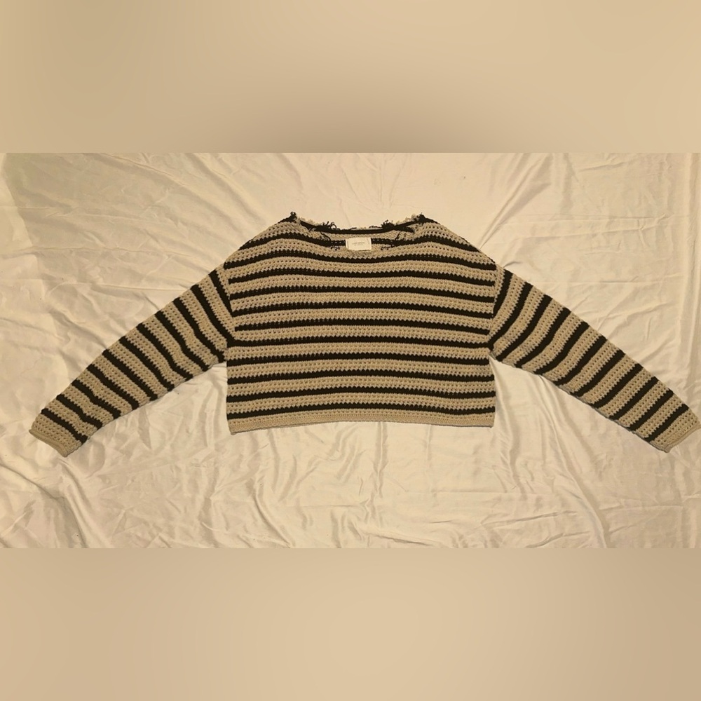 Distressed striped sweater